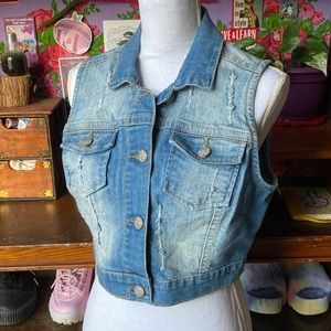 Light Wash Denim Crop Vest